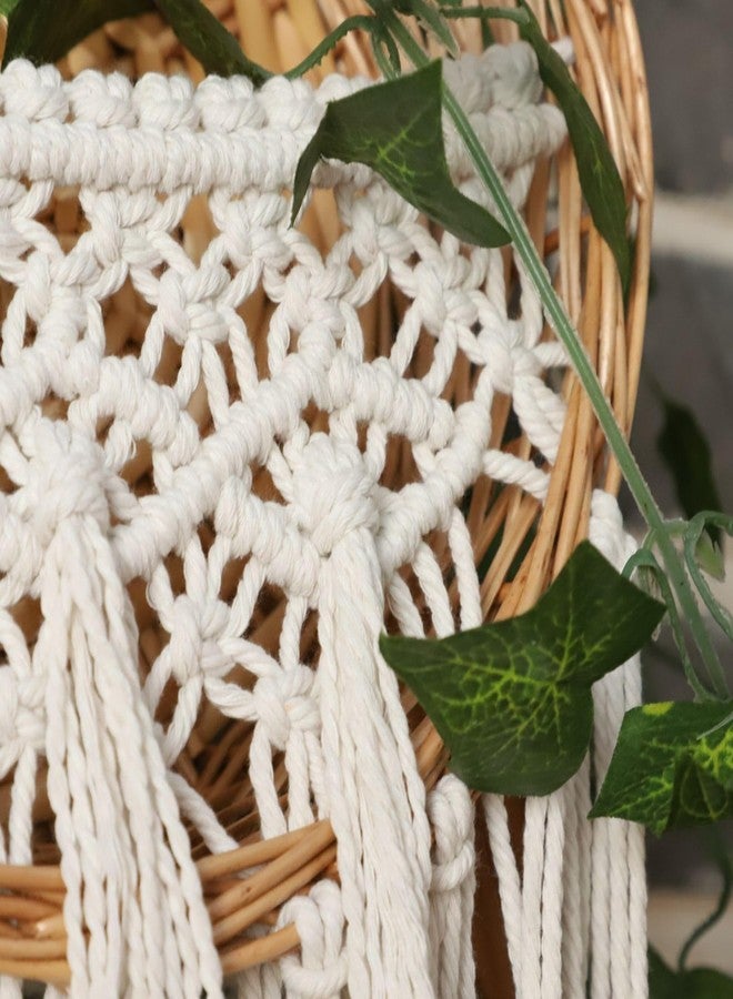 SHCMSADO Macrame Willow Storage For Living Room Bedroom Dorm Background, Boho Wicker Hanging Wall Decor Mini Chic Organizer for Nursery key Aromatherapy and Small daily necessities - Image 4